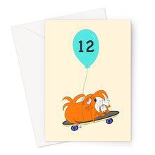 Load image into Gallery viewer, Birthday Card - Skater Pig - Age 12 - Guinea Pig