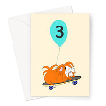 Load image into Gallery viewer, Birthday Card - Skater Pig - Age 3 - Guinea Pig