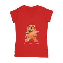 Load image into Gallery viewer, Warrior Piggy V-Neck T-Shirt