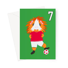 Load image into Gallery viewer, Birthday Card Aged 7 - Flame The Footballer Guinea Pig