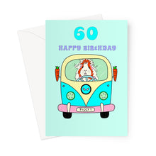 Load image into Gallery viewer, Birthday Card Age 60 - Pickle Piggy Campervan Guinea Pig