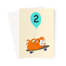 Load image into Gallery viewer, Birthday Card - Skater Pig - Age 2 - Guinea Pig