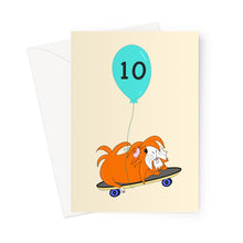 Load image into Gallery viewer, Birthday Card - Skater Pig - Age 10 - Guinea Pig