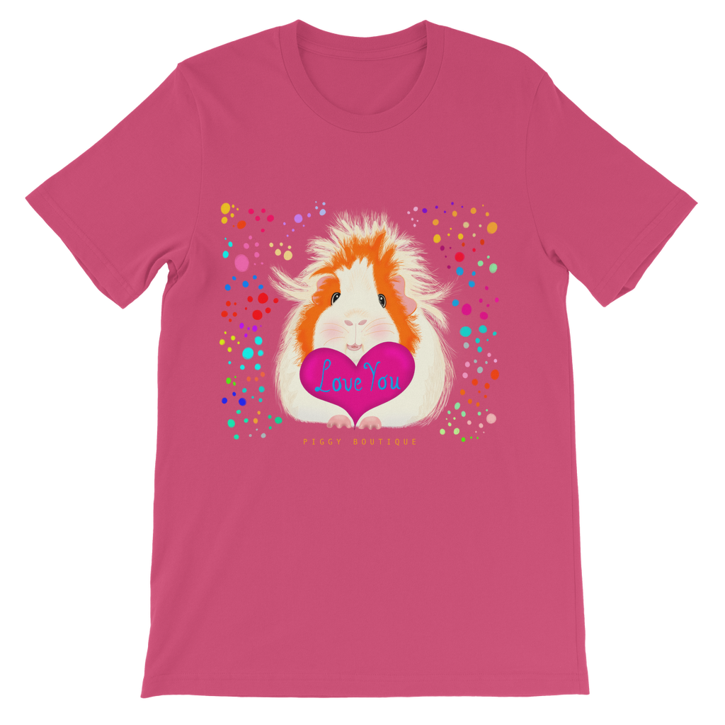 Maglietta Bambina I Love Guinea Pigs – Rosa, Cotone 100% – TeeTreeDesigns UK