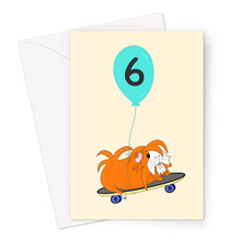 Load image into Gallery viewer, Birthday Card - Skater Pig - Age 6 - Guinea Pig
